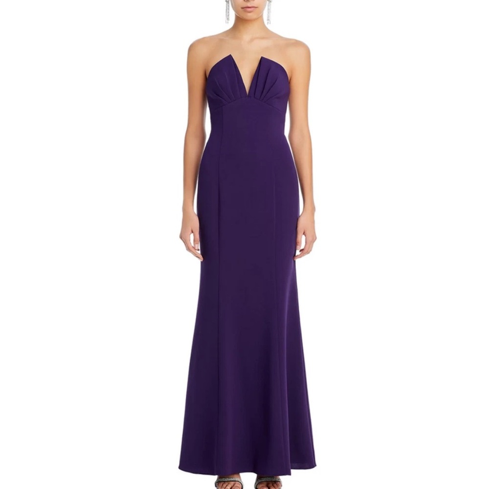 Liv Foster Purple Strapless Plunge Evening Gown SZ 10 NWT Formal Dress GALA MOB